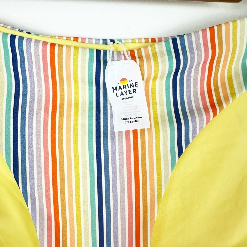 NWT Marine Layer‎ Reversible Havana Halter Bikini Stripe Swimsuit M/L